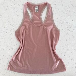 Victoria Sport Womens Racerback Tank Top Rose Pink Mesh Trim XS